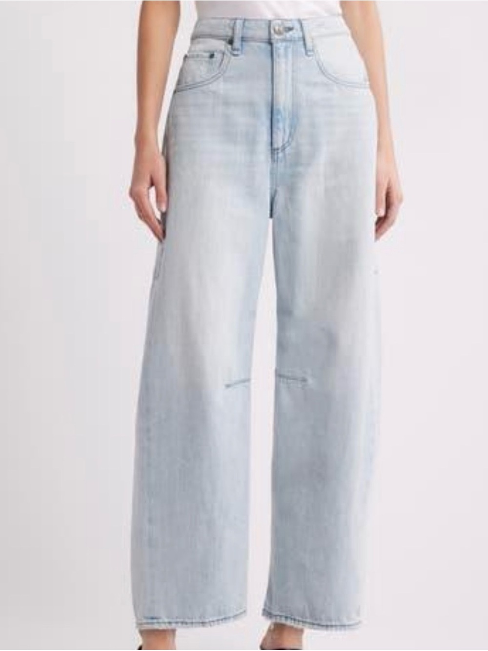 rag & bone Pale Blue Wide-Leg High-Rise Jeans